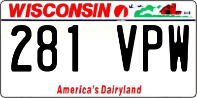 WI license plate 281VPW