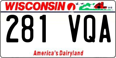 WI license plate 281VQA