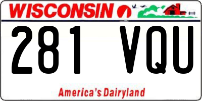 WI license plate 281VQU