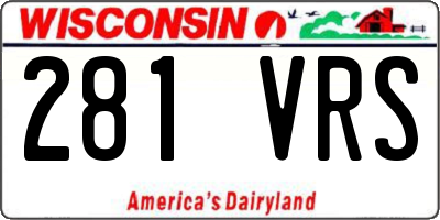 WI license plate 281VRS