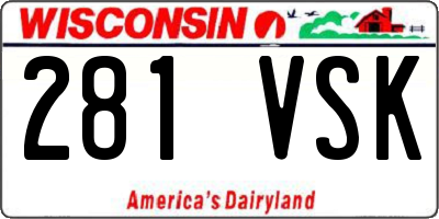 WI license plate 281VSK