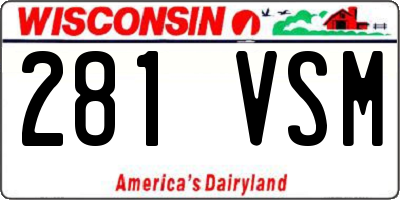 WI license plate 281VSM