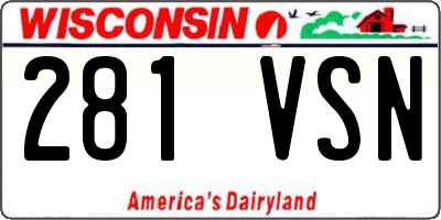 WI license plate 281VSN