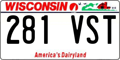 WI license plate 281VST