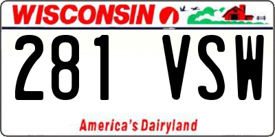 WI license plate 281VSW