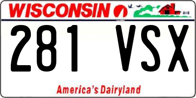 WI license plate 281VSX