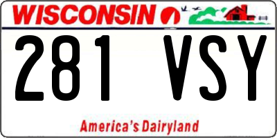 WI license plate 281VSY