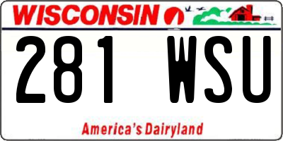 WI license plate 281WSU