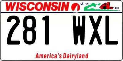 WI license plate 281WXL