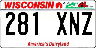 WI license plate 281XNZ