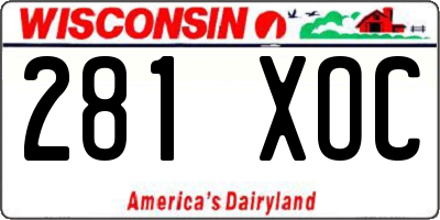 WI license plate 281XOC