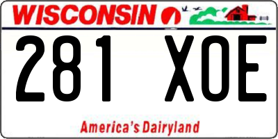 WI license plate 281XOE