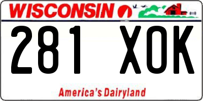 WI license plate 281XOK