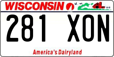 WI license plate 281XON