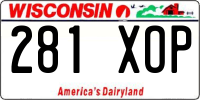 WI license plate 281XOP