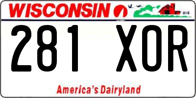 WI license plate 281XOR