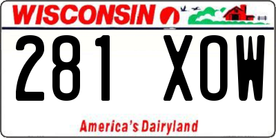 WI license plate 281XOW
