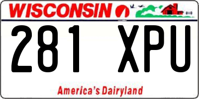WI license plate 281XPU