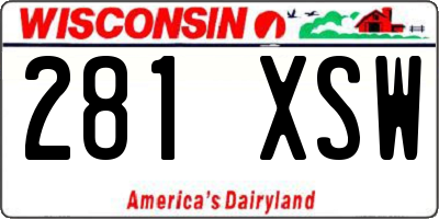 WI license plate 281XSW