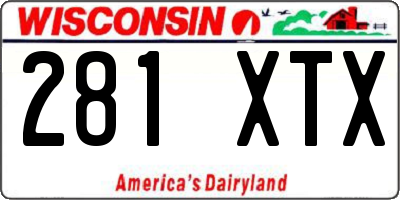 WI license plate 281XTX