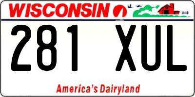 WI license plate 281XUL