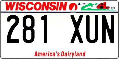 WI license plate 281XUN