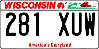 WI license plate 281XUW