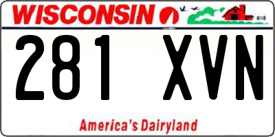 WI license plate 281XVN