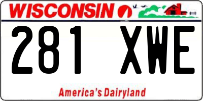 WI license plate 281XWE