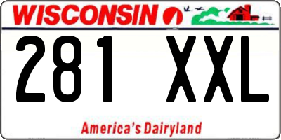 WI license plate 281XXL