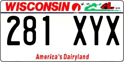 WI license plate 281XYX