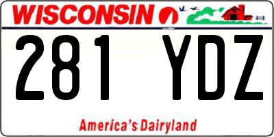 WI license plate 281YDZ