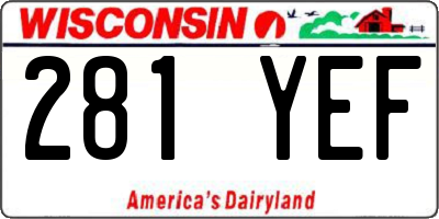 WI license plate 281YEF