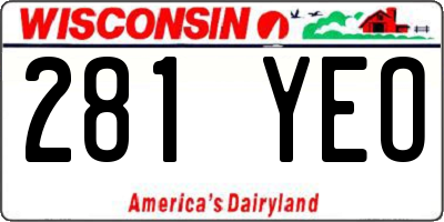 WI license plate 281YEO