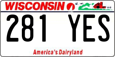 WI license plate 281YES