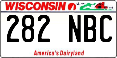 WI license plate 282NBC