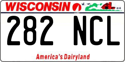 WI license plate 282NCL