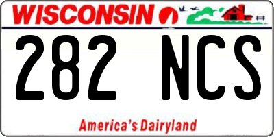 WI license plate 282NCS