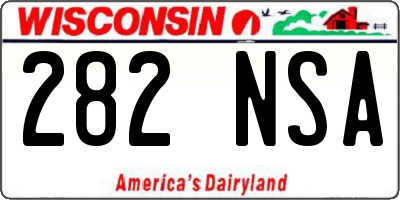 WI license plate 282NSA