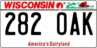 WI license plate 282OAK