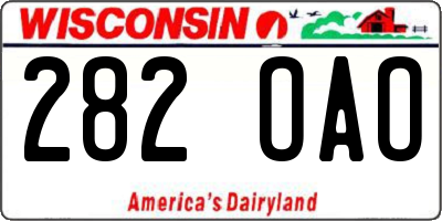 WI license plate 282OAO