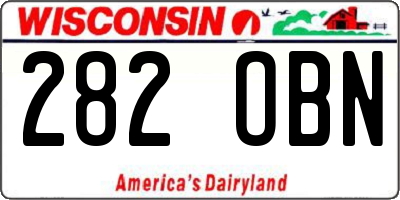 WI license plate 282OBN