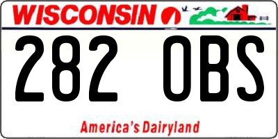 WI license plate 282OBS