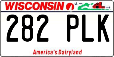 WI license plate 282PLK