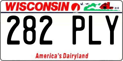 WI license plate 282PLY