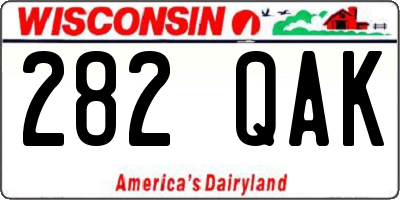WI license plate 282QAK