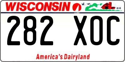 WI license plate 282XOC