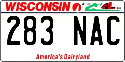 WI license plate 283NAC