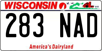 WI license plate 283NAD