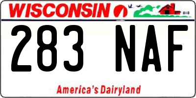 WI license plate 283NAF